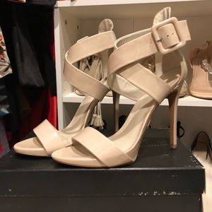 Nude Blush Patent Criss-cross Strap High Heel